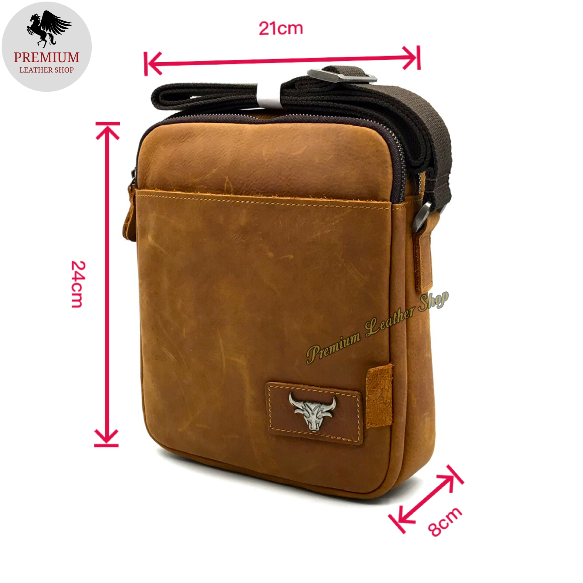 L Size Rush Rider Sling Bag Full Grain Cow Leather Shoulder Bag ...