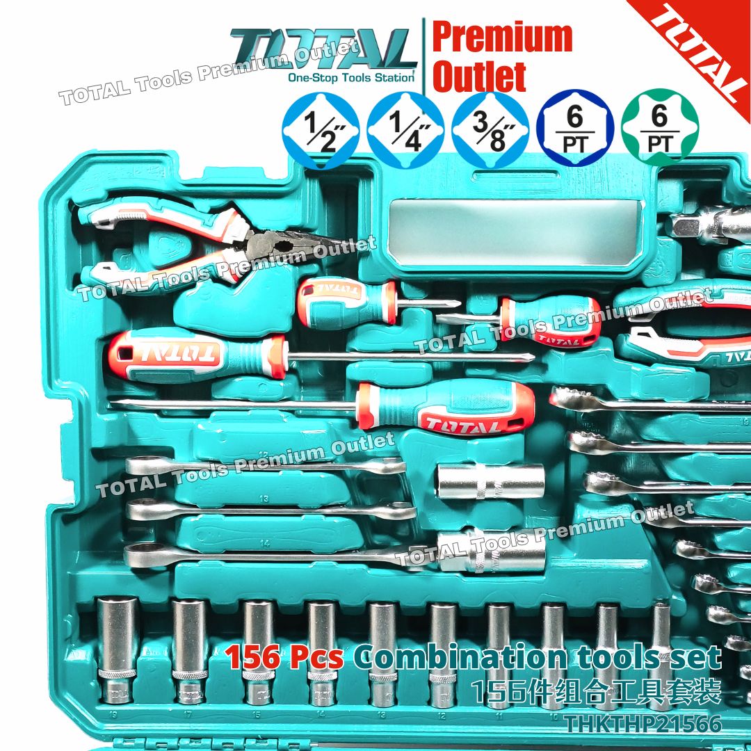 TOTAL Tools 156 Pcs combination tools set 156件组合工具套装 - THKTHP21566 ...