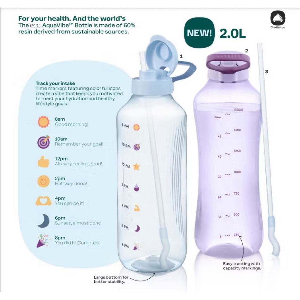 Tupperware Eco bottle /H2GO Tumbler/ Slim Eco 500ml/ 1L/1.5L/2L/750ml ...