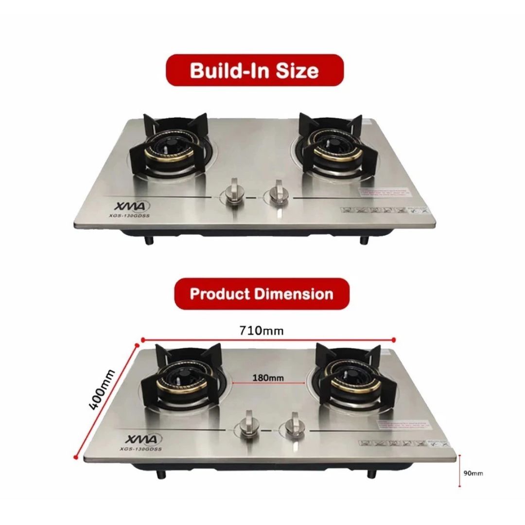 ( BGRADE ) XMA Dapur Gas Tanam Tahan Karat Stainless Steel Premium ...