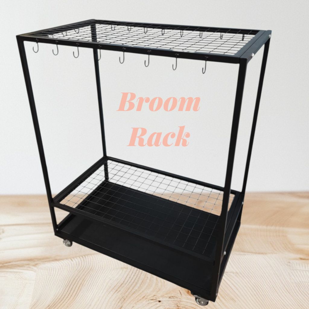 Broom Rack / Rak Penyapu/ Rak Besi Hitam / Rak besi / Rak Hitam/ Rak ...