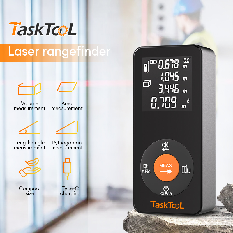 TASKTOOL 60M Laser Distance Meter ±3MM Accuracy IP54 Waterproof Black ...