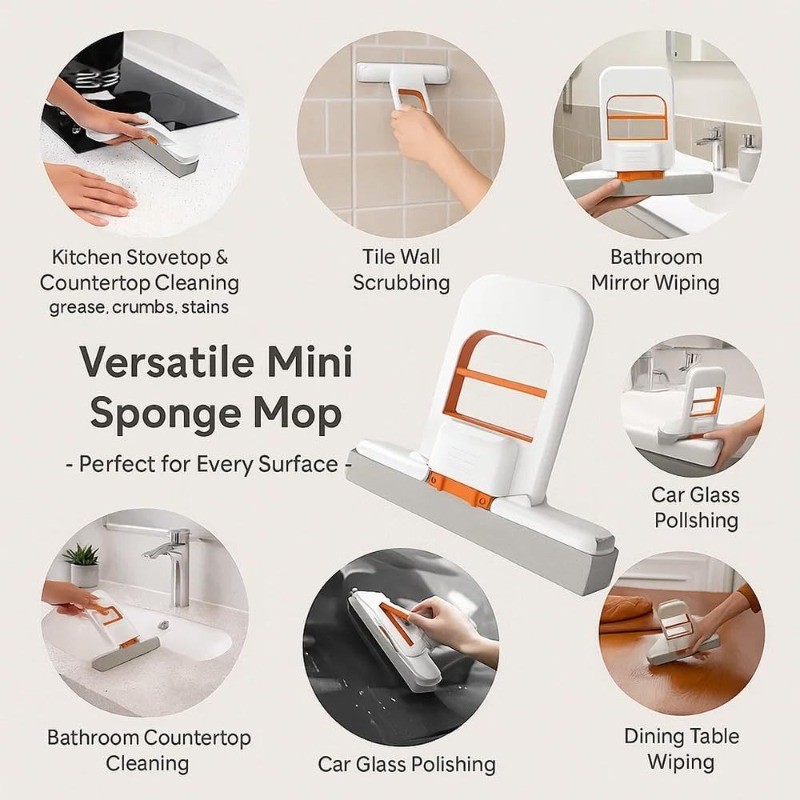 Mini Mop For wiping the table Foldable Durable Desktop Hand-Free Table ...