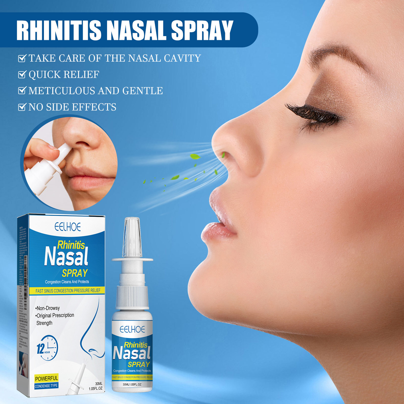 Sinusitis nasal spray 30ml Relieve nasal congestion Suitable for adults ...