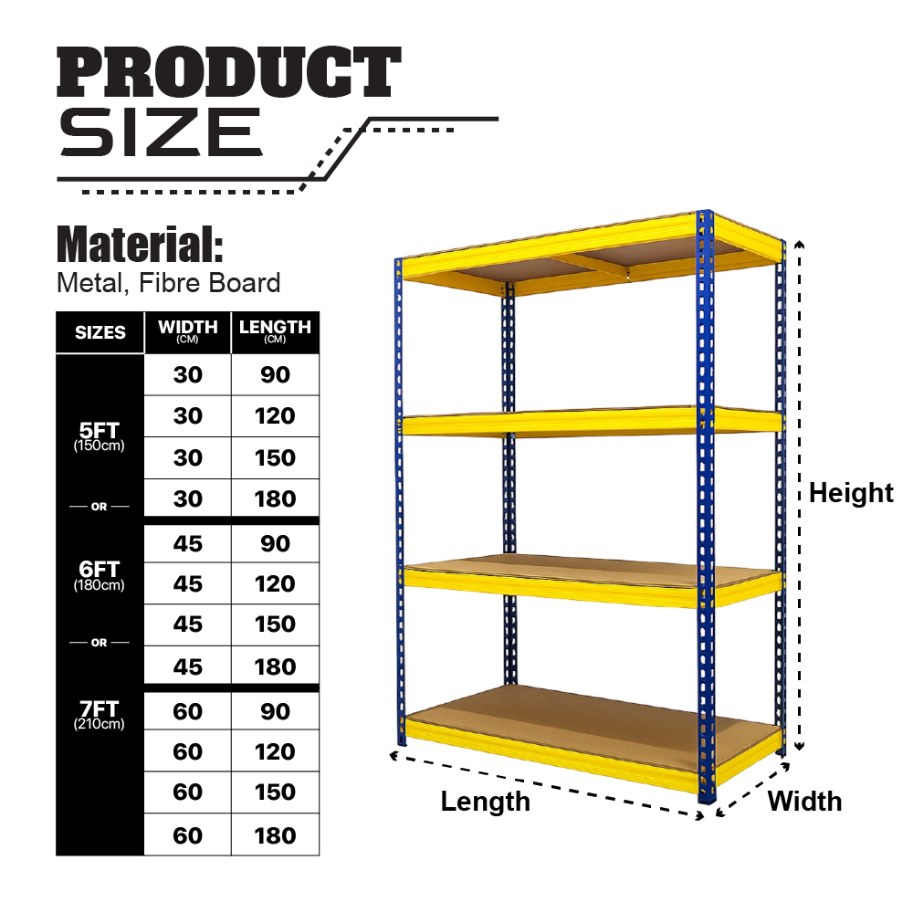Heavy Duty Boltless Rack 4 Levels Adjustable Shelf Storage Rack Multi ...