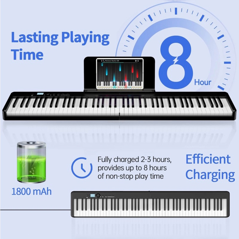 🔥Minimum Price🔥88 keys Piano Electronic Keyboard Bluetooth Foldable and ...