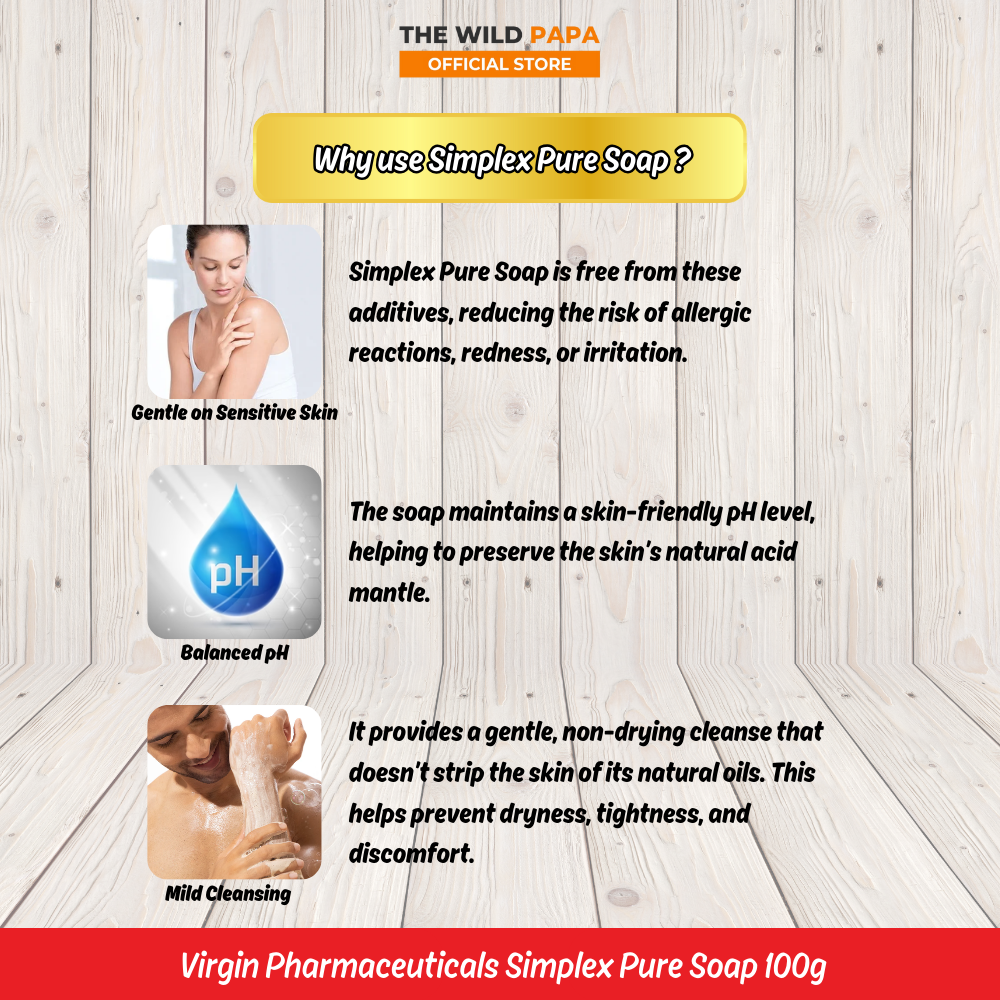 VIRGIN Simplex Pure Soap 100g For Sensitive Skin Pure Ingredients & pH ...