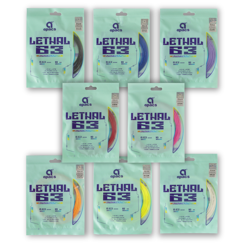 (MADE IN TAIWAN) APACS BADMINTON RACKET STRING LETHAL 63 (0.63MM ...