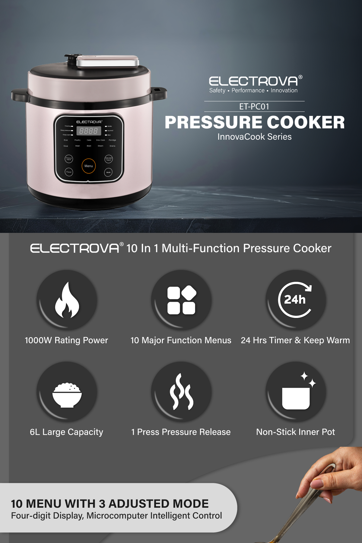 Electrova InnovaCook 6L Electric Pressure Cooker | Multi-Function | 10 ...
