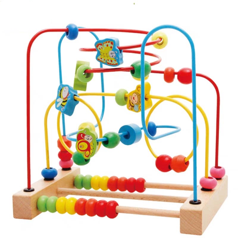 Wooden Animals Bead Stringing Bead Maze Puzzle Coaster Toy For Children ...