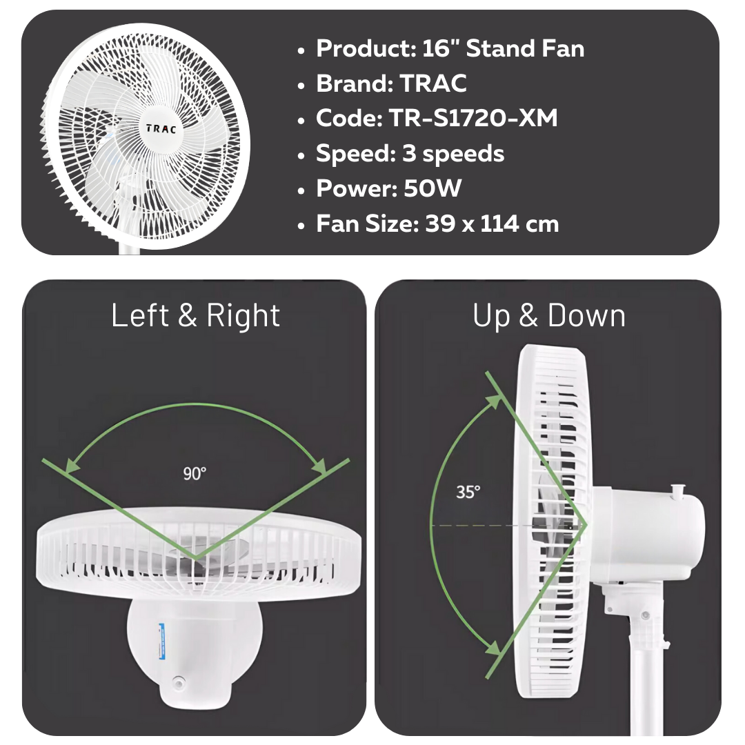 KDK KX-405 /TRAC/SUMSONIC 16'' Stand Fans Kipas Berdiri / TRAC 10 ...