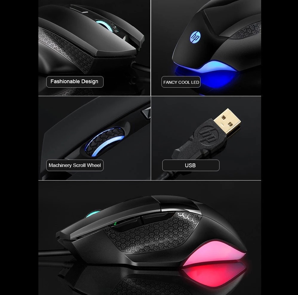 HP G200 4000DPI 6 BUTTONS & ADJUSTABLE USB Wired RGB Backlit Optical ...