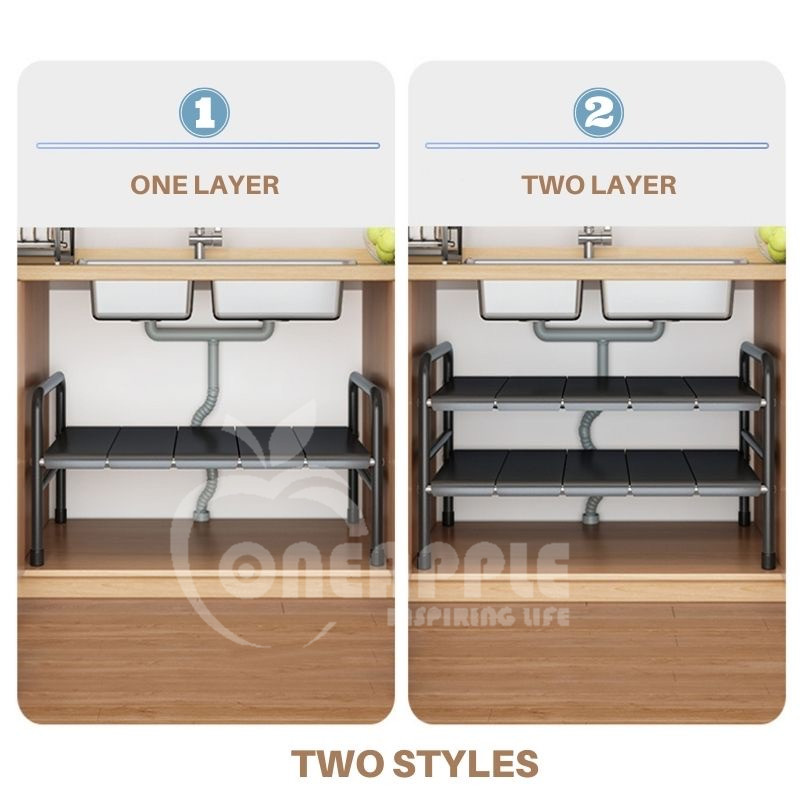 UPGRADED VERSION 1L & 2L Extendable Stainless Steel Under Sink Rack ...