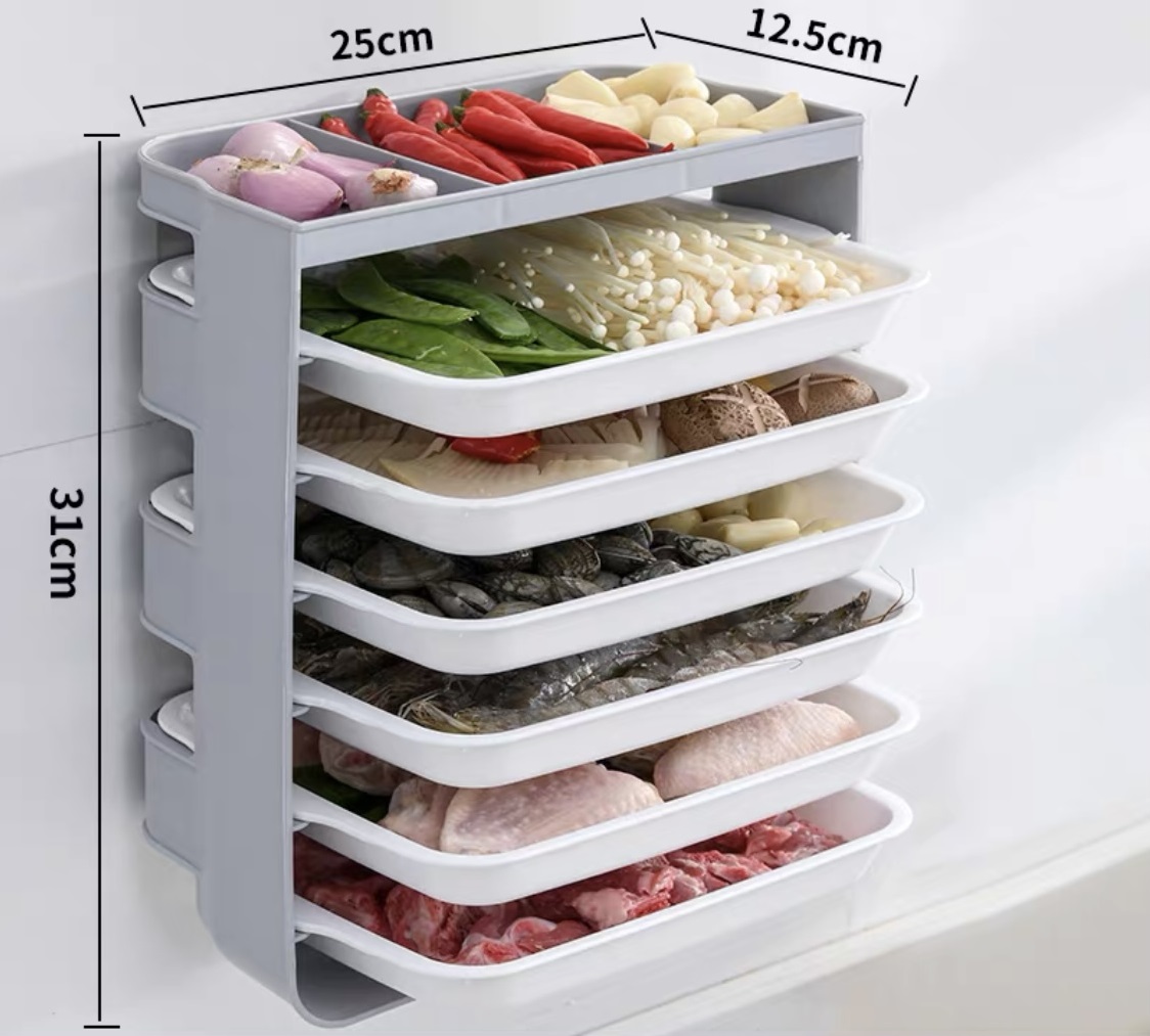 NEW 6 Layers Stackable Food Plate Rack Wall Mounted Steamboat Hot Pot ...