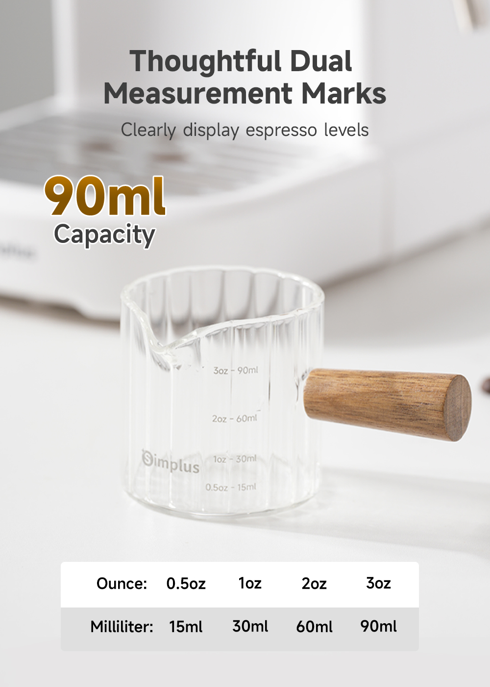 Simplus Espresso Shot Glass丨90mL丨Measuring Cup丨Coffee Cup丨High ...