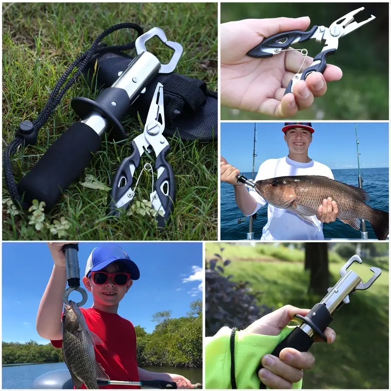 4 IN 1 SET Large Fishing Tang Pancing Stainless Steel Fish Lip Pemotong ...