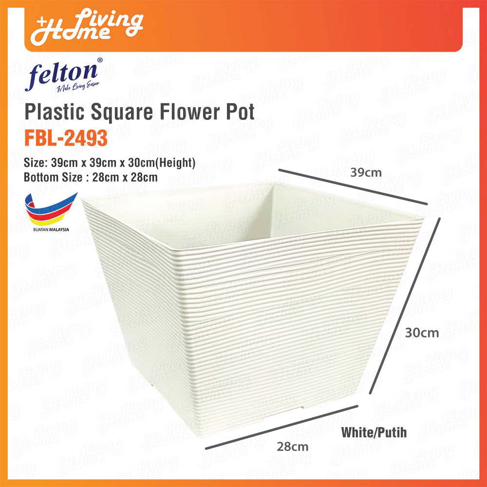 Big Square Plastic Flower Pot Pasu Bunga Plastik Besar Segi Empat ...