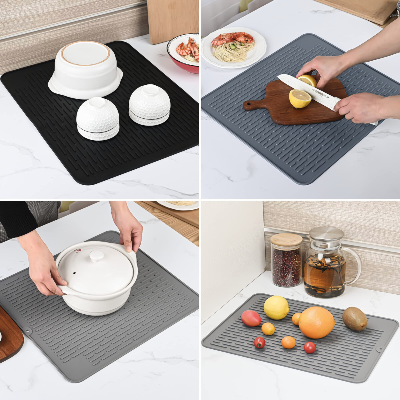 Silicone Multifunction Drying Mat Kitchen Non-Slip Dish Drain Pad ...