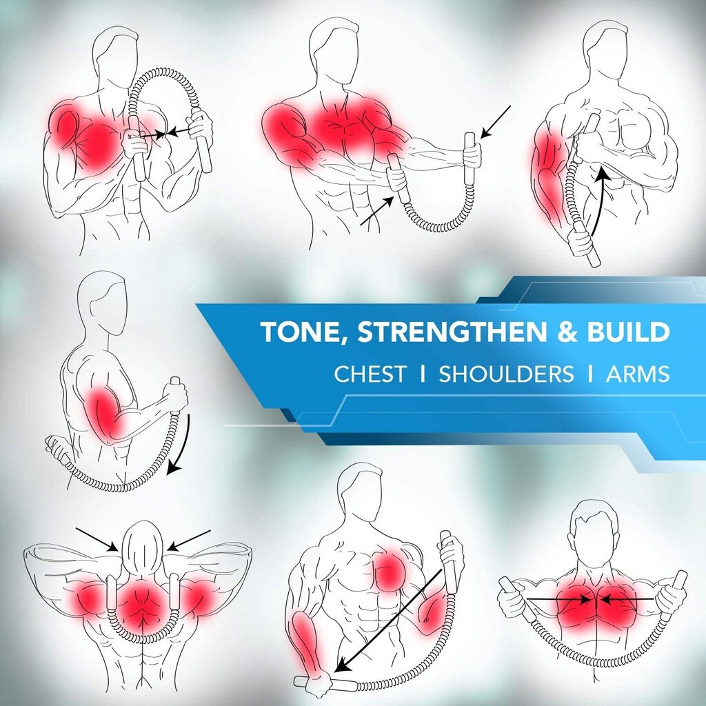 Power Twister Resistance Bar - Spring Bar for Chest and Arm Strength ...