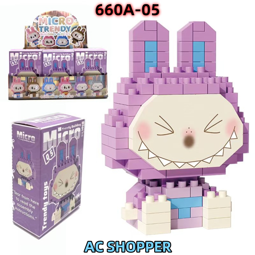 Cartoon Building block toy Labubu doll brick Kids puzzle toy Birthday ...