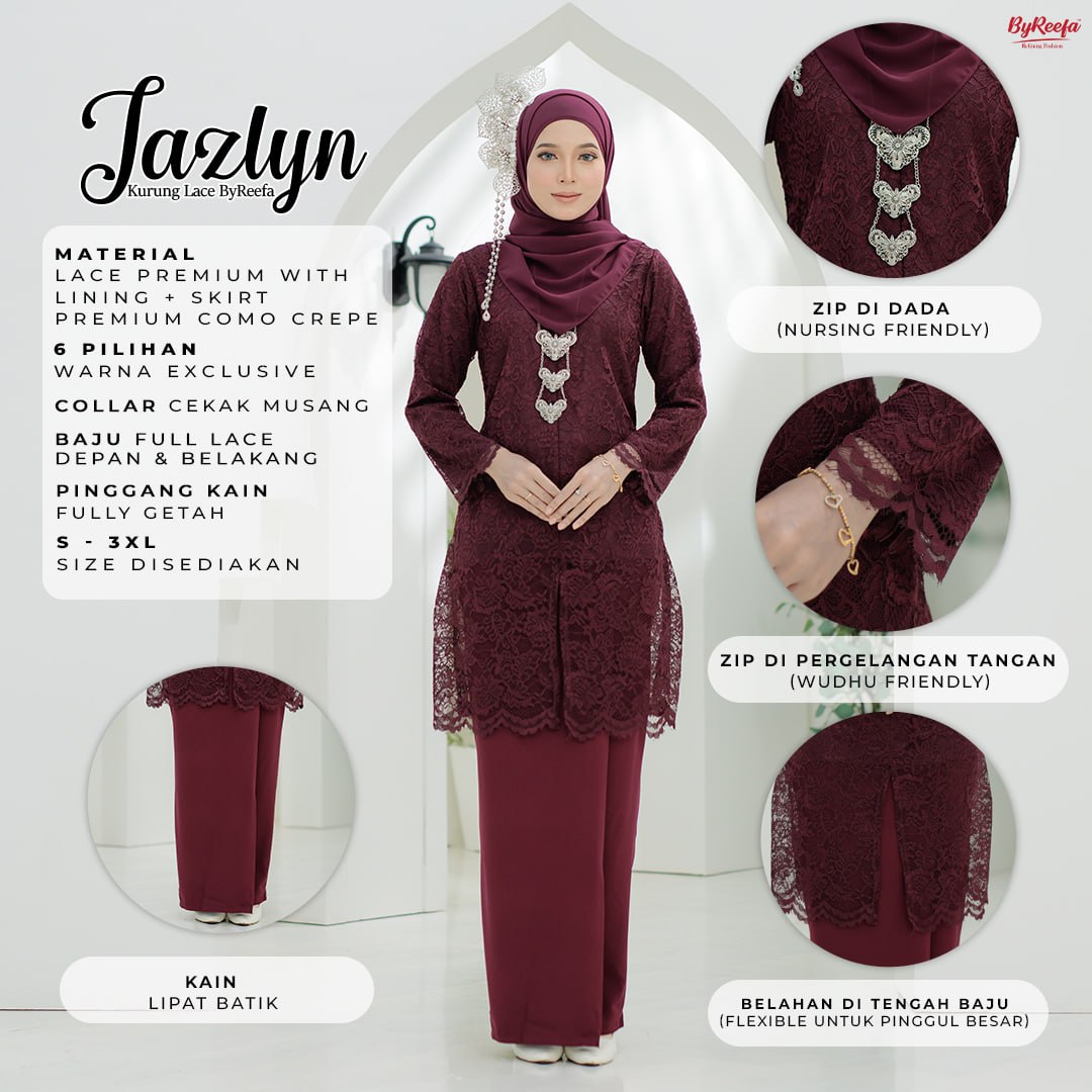 ByReefa Kurung Lace JAZLYN Premium Lace with Lining Kain