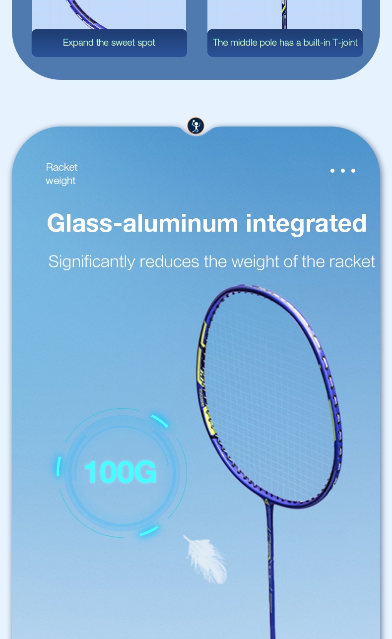 Agnite Glass-Aluminum Badminton 2U Lightweight Racket 18-20lbs Square ...