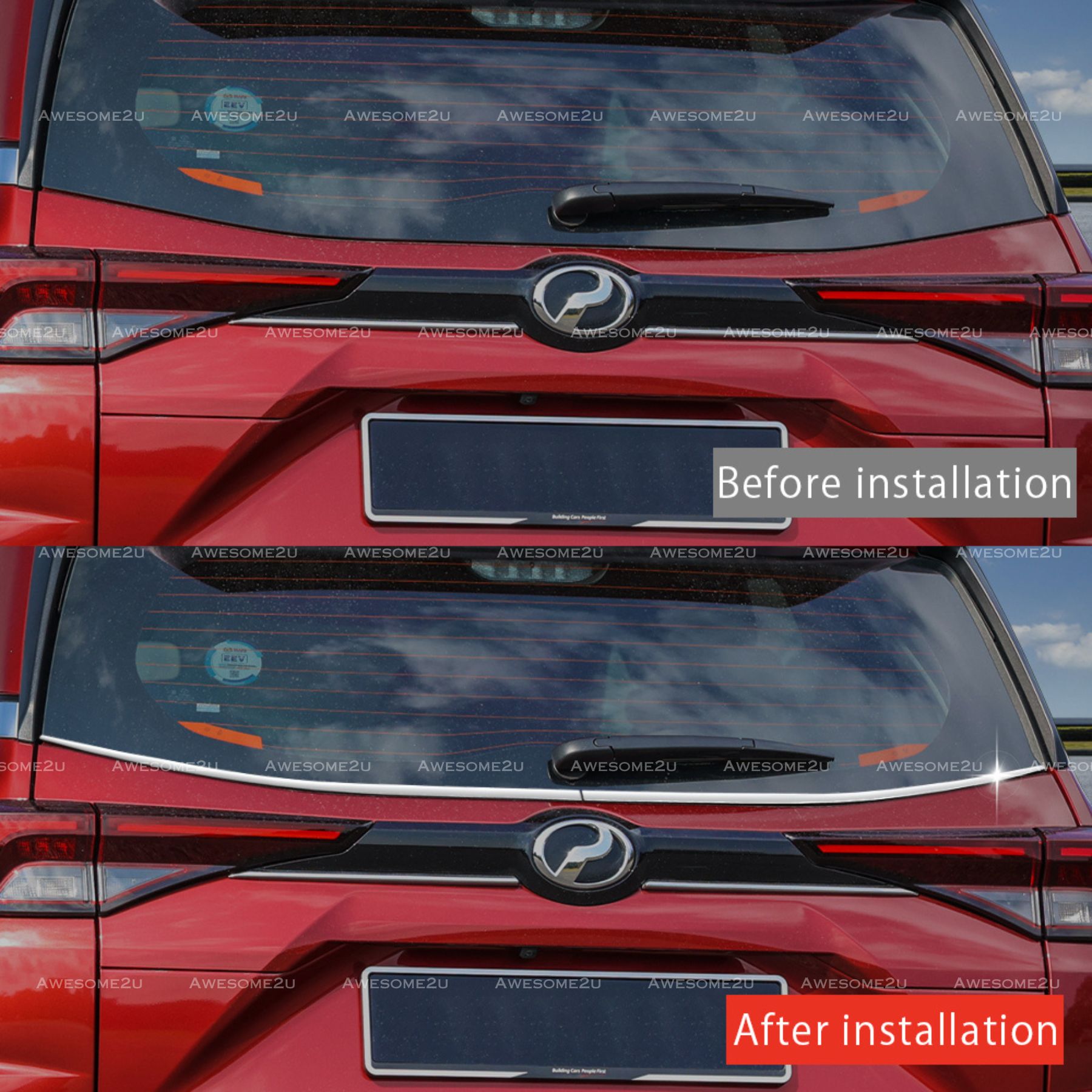 Awesome2u Perodua New Alza 2022-2024 Stainless Steel Chrome Rear Screen ...