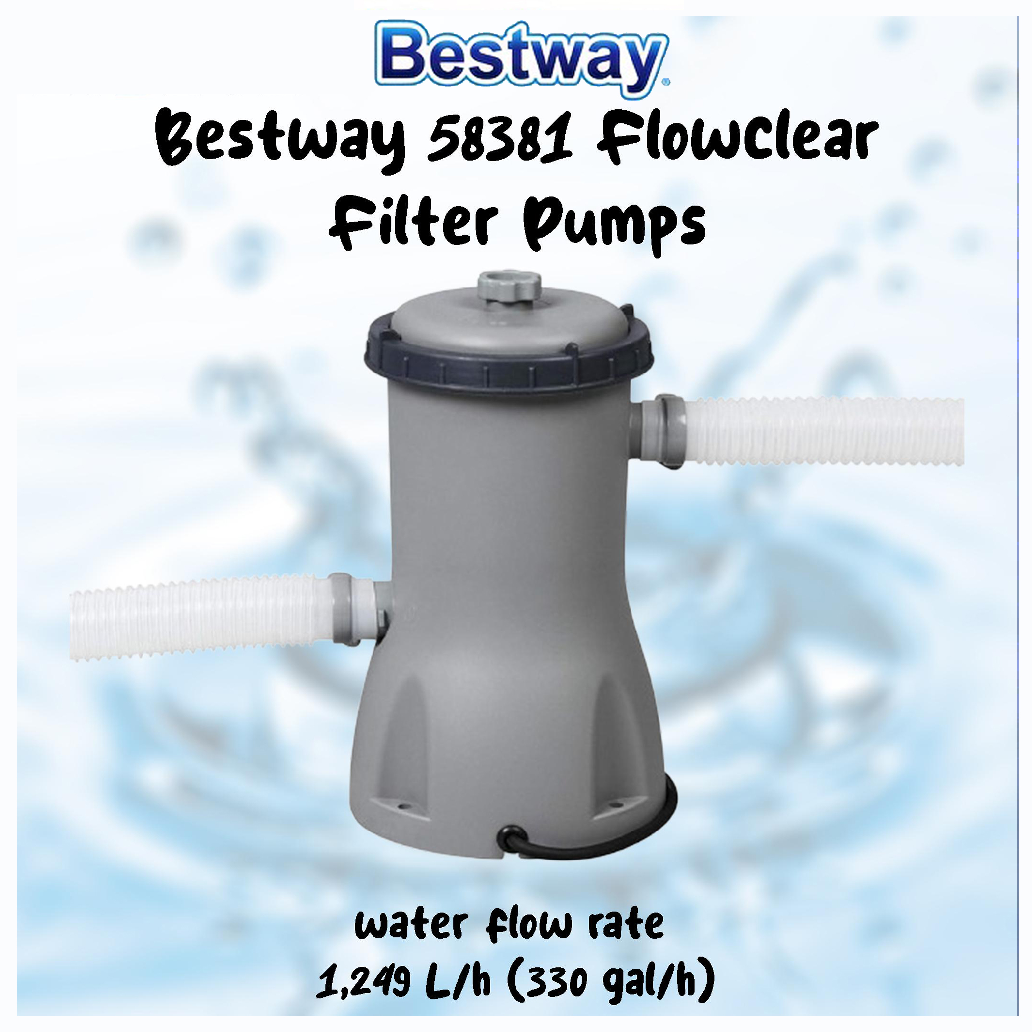 BESTWAY 3 Sizes Flow Clear Filter Pump 1100-8300L Water Circulate ...