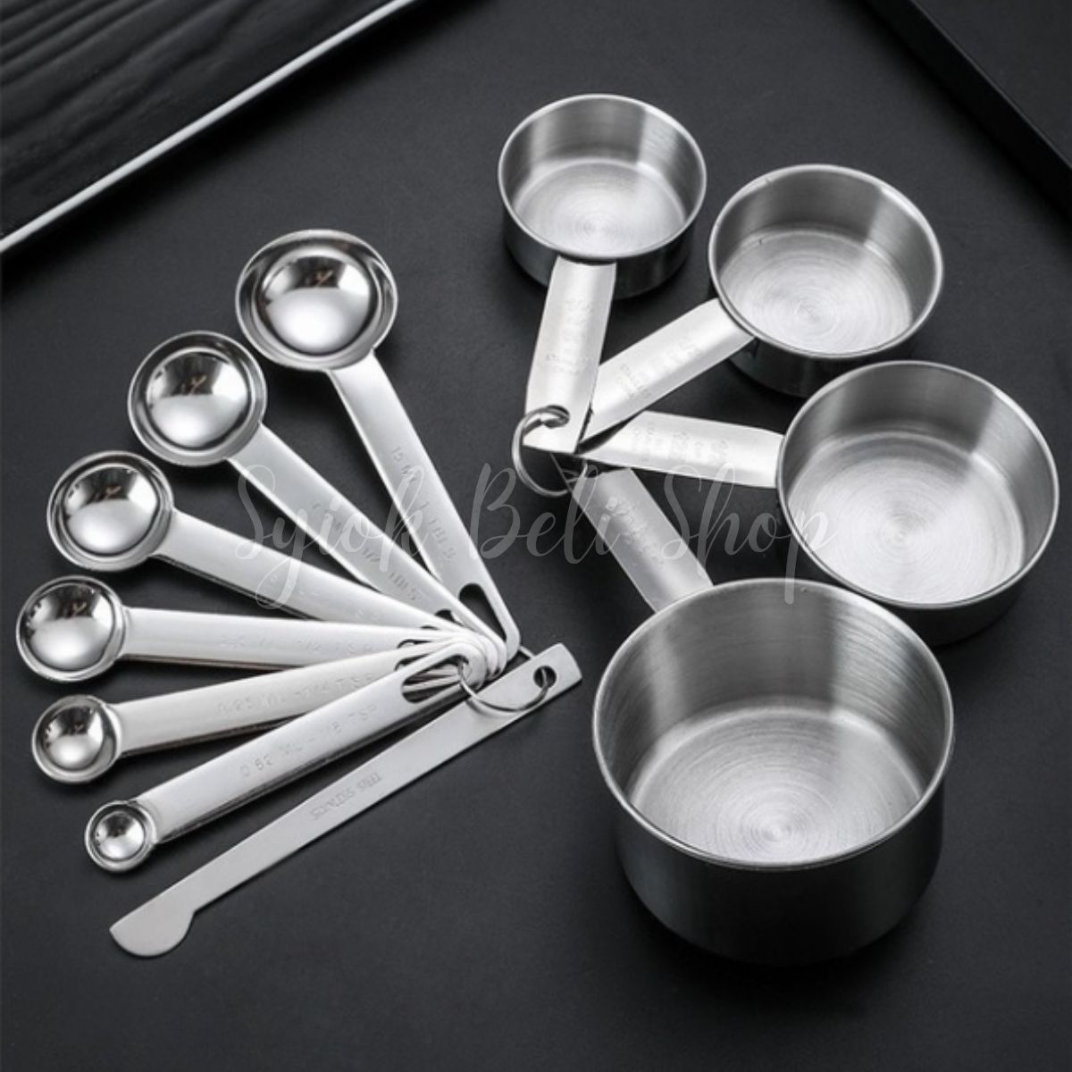 Full Stainless Steel Measuring Spoon and Measuring Cup Set Baking Tools ...