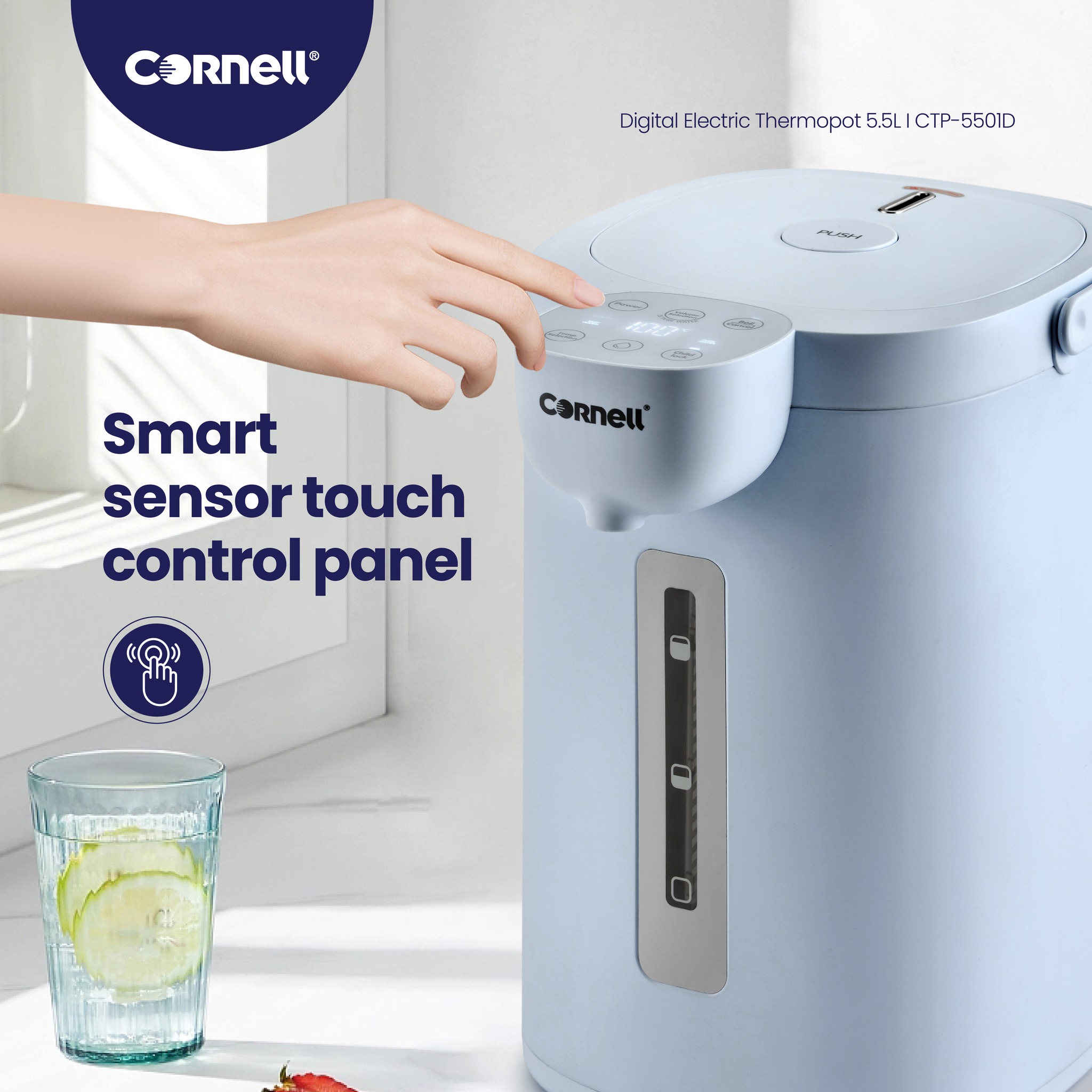 CORNELL Digital Electric Stainless Steel Thermo Pot 5.5L CTP-5501D ...