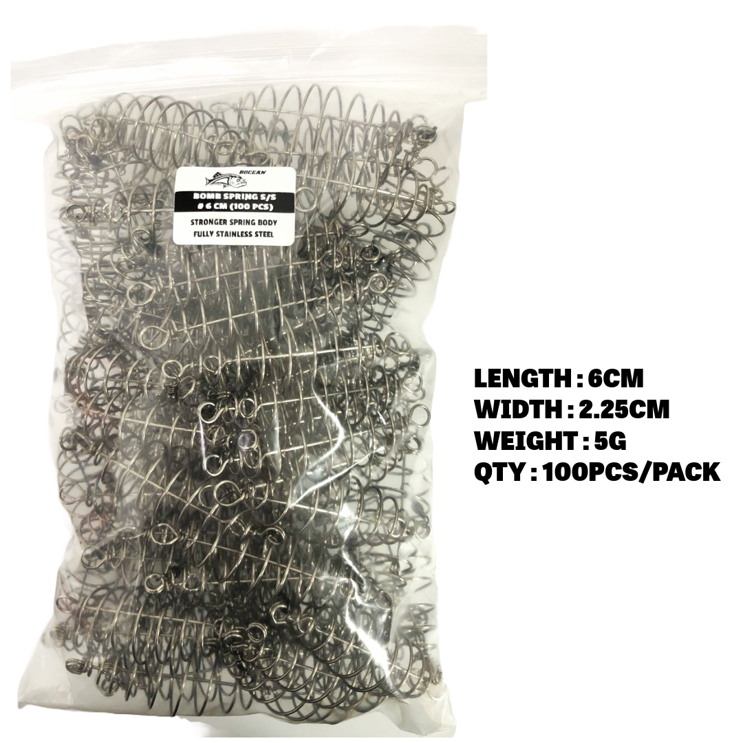 BOCEAN FISHING BOMB SPRING S/S 100PCS/PKT Dedak Spring Pancing Perambut ...