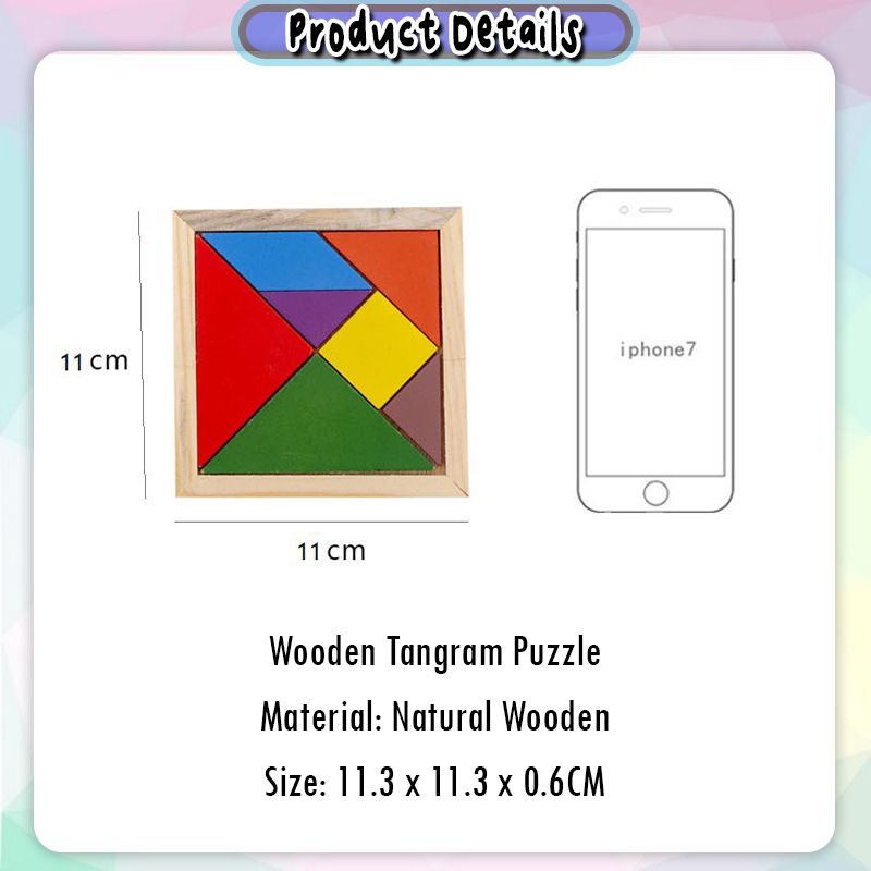 [Happy Kids] Wooden Tangram Puzzle Montessori Toy Birthday Goodies Gift ...