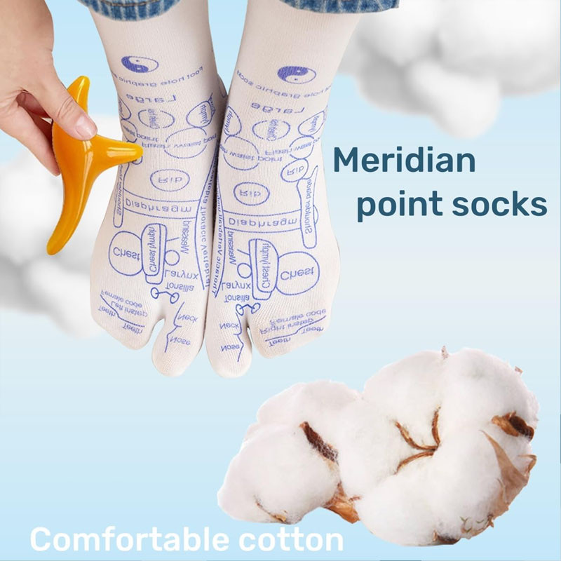 Acupoint Illustrated Socks Massage Tool Acupuncture Stokin Urut Kaki ...