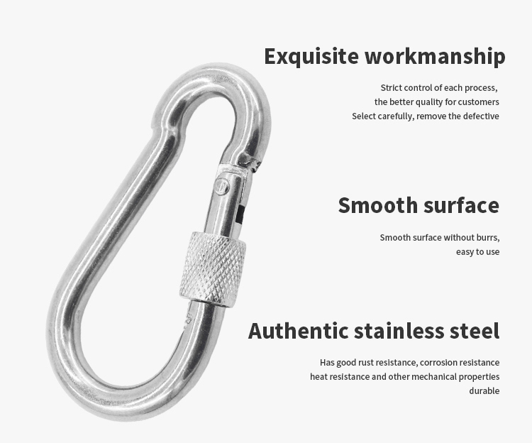 STAINLESS STEEL & GALVANISED carabiner clips Heavy Duty Screw Lock, Eye, Basic e