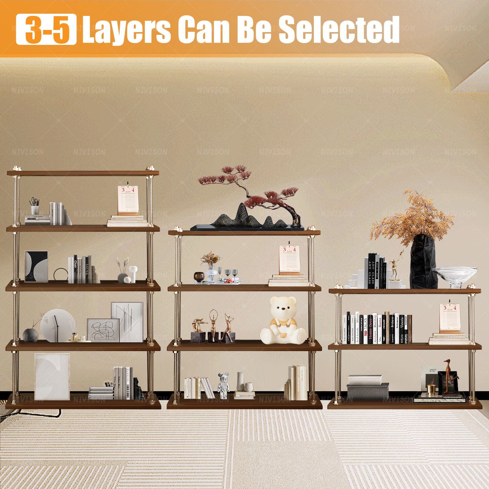 NIVISON Multifunctional Shelf Rack Nordic 3-4 Layers DIY Simple Storage ...