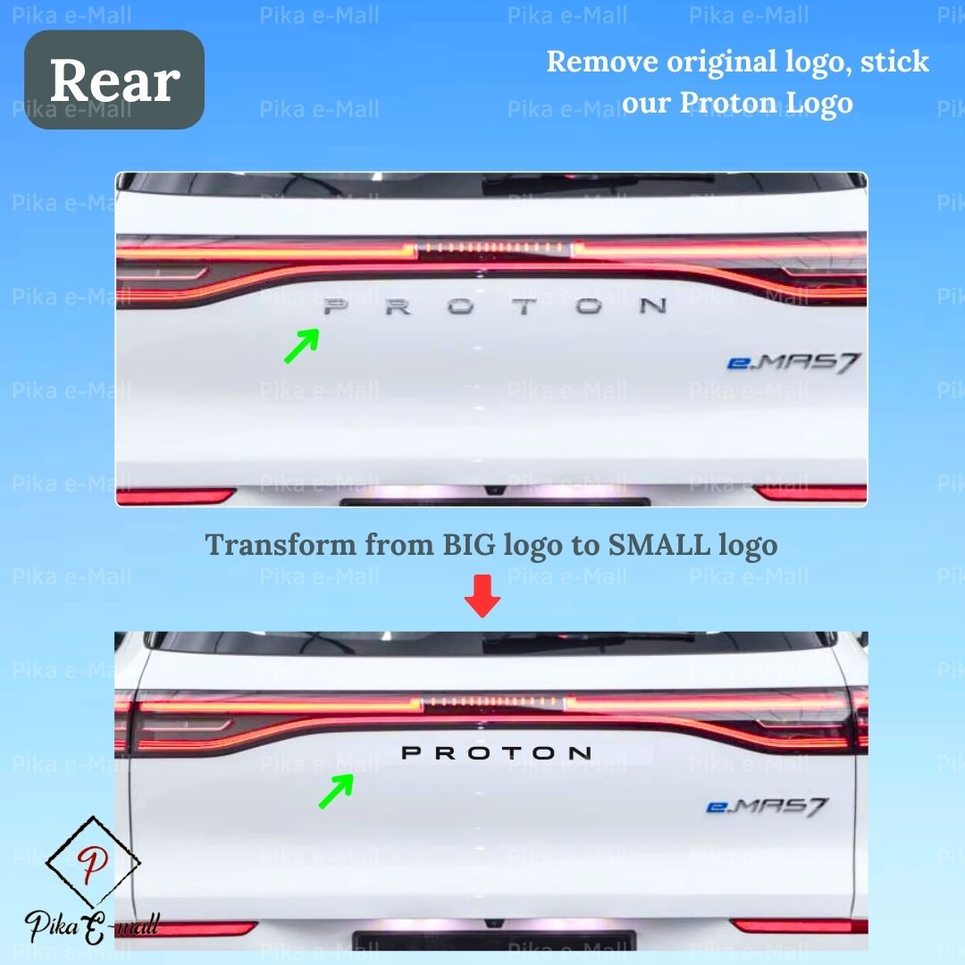 NEW Proton e.MAS 7 Rear Front Car Emblem Logo Sticker Proton emas 7 ...