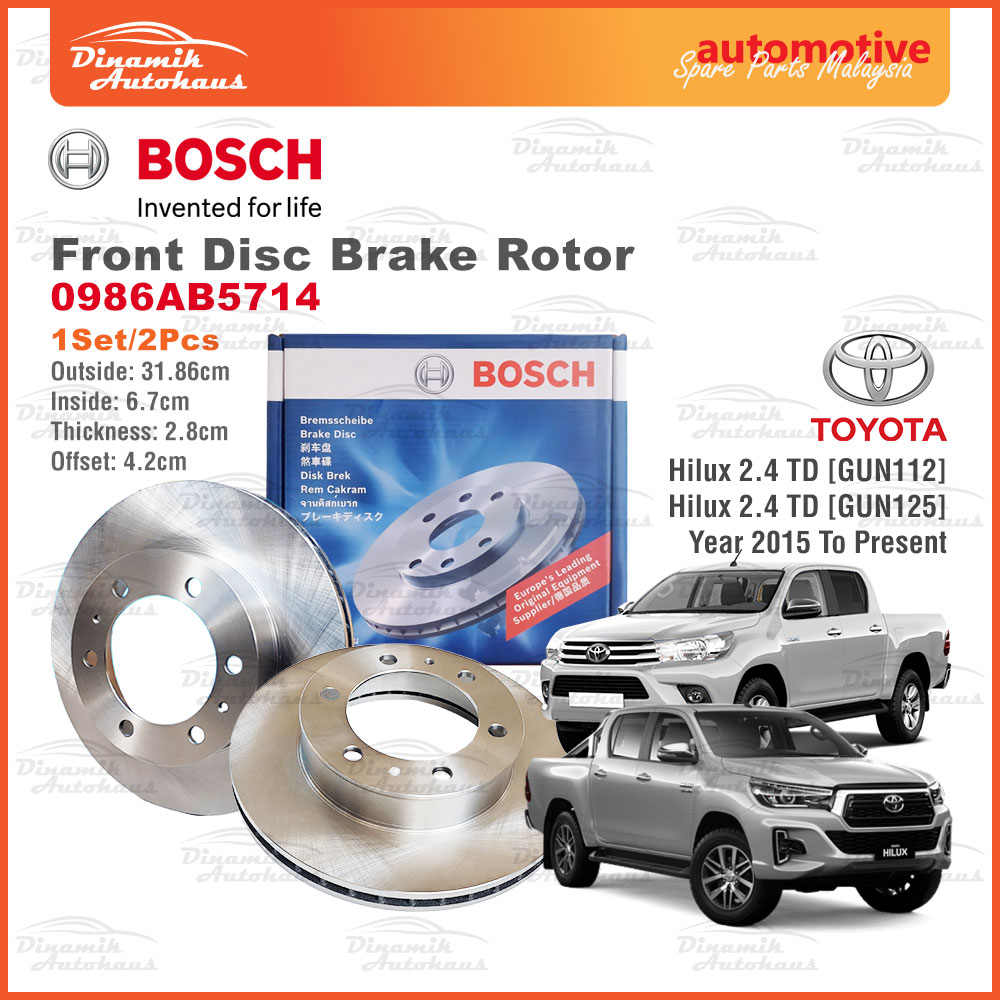 Toyota Hilux Revo GUN112 GUN125 Year 2015 To Present Car Front Disc ...