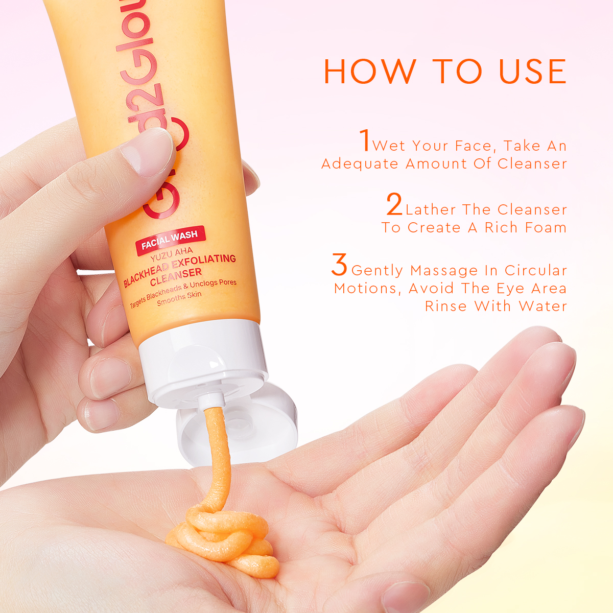 Glad2Glow Yuzu AHA Blackhead Exfoliating Cleanser 70ml Gently