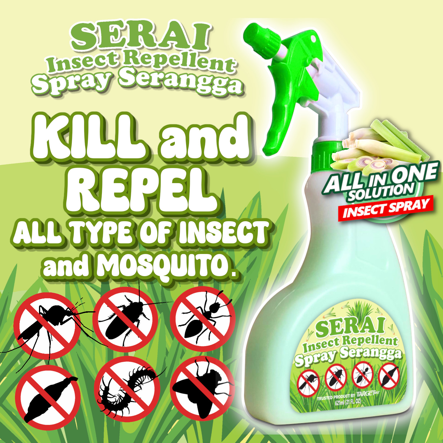 Serai Wangi Spray Lemongrass Insect Repellent Spray Serangga Mosquito ...