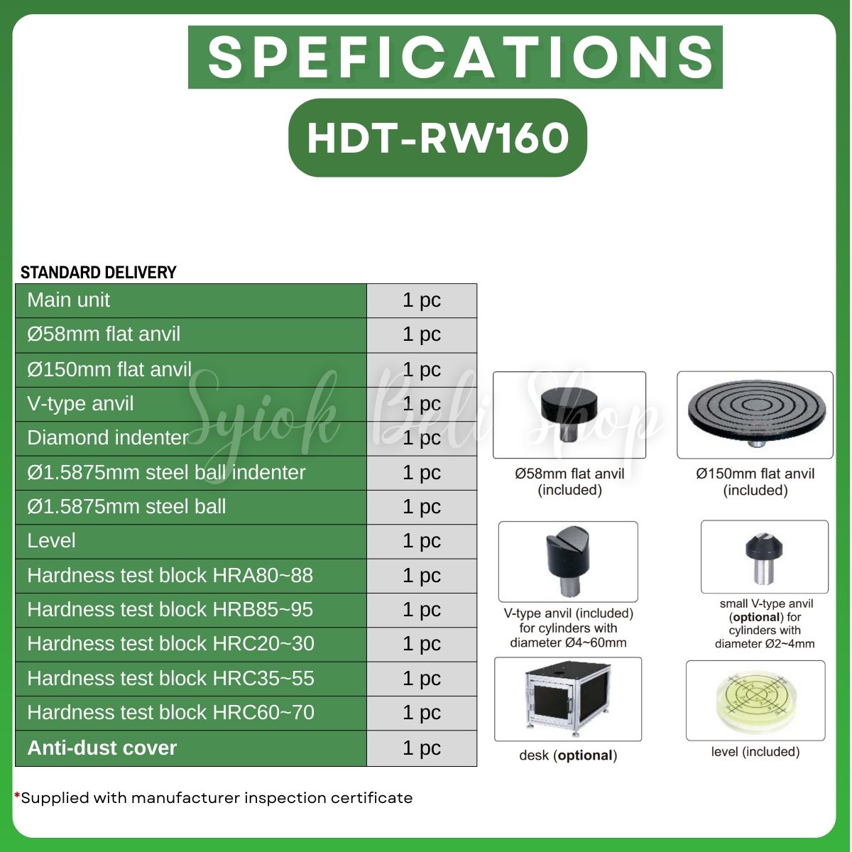 INSIZE MANUAL ROCKWELL HARDNESS TESTER (BASIC TYPE) INSIZE HDT-RW160 ...