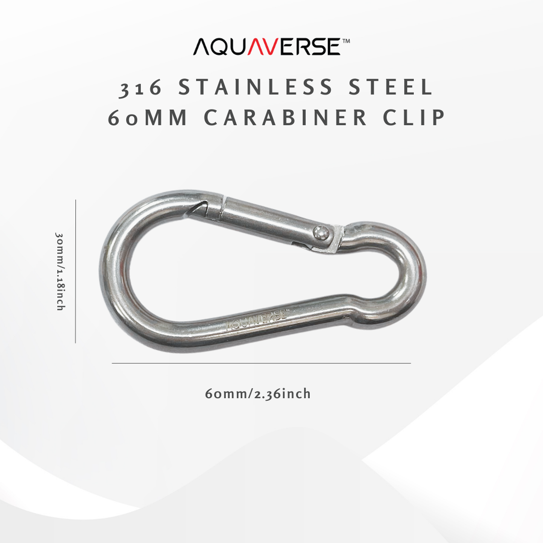 AQUAVERSE Marine Grade Stainless Steel 316 Carabiner 50mm Snap Hook ...