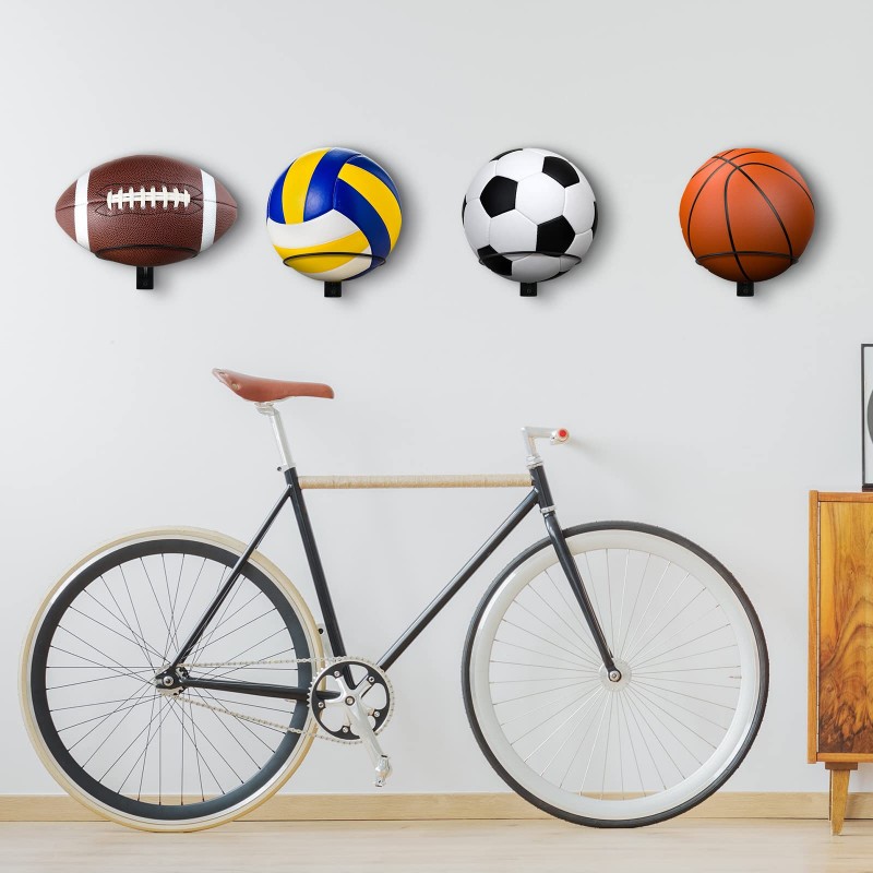 3PC Wall Mounted Basketball Storage Rack Hanging Stand Storage Wrought ...