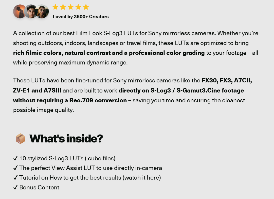 [LUTs/Video Filter] CINEM8 Sony S-log3 Cinematic LUTs for premiere pro ...
