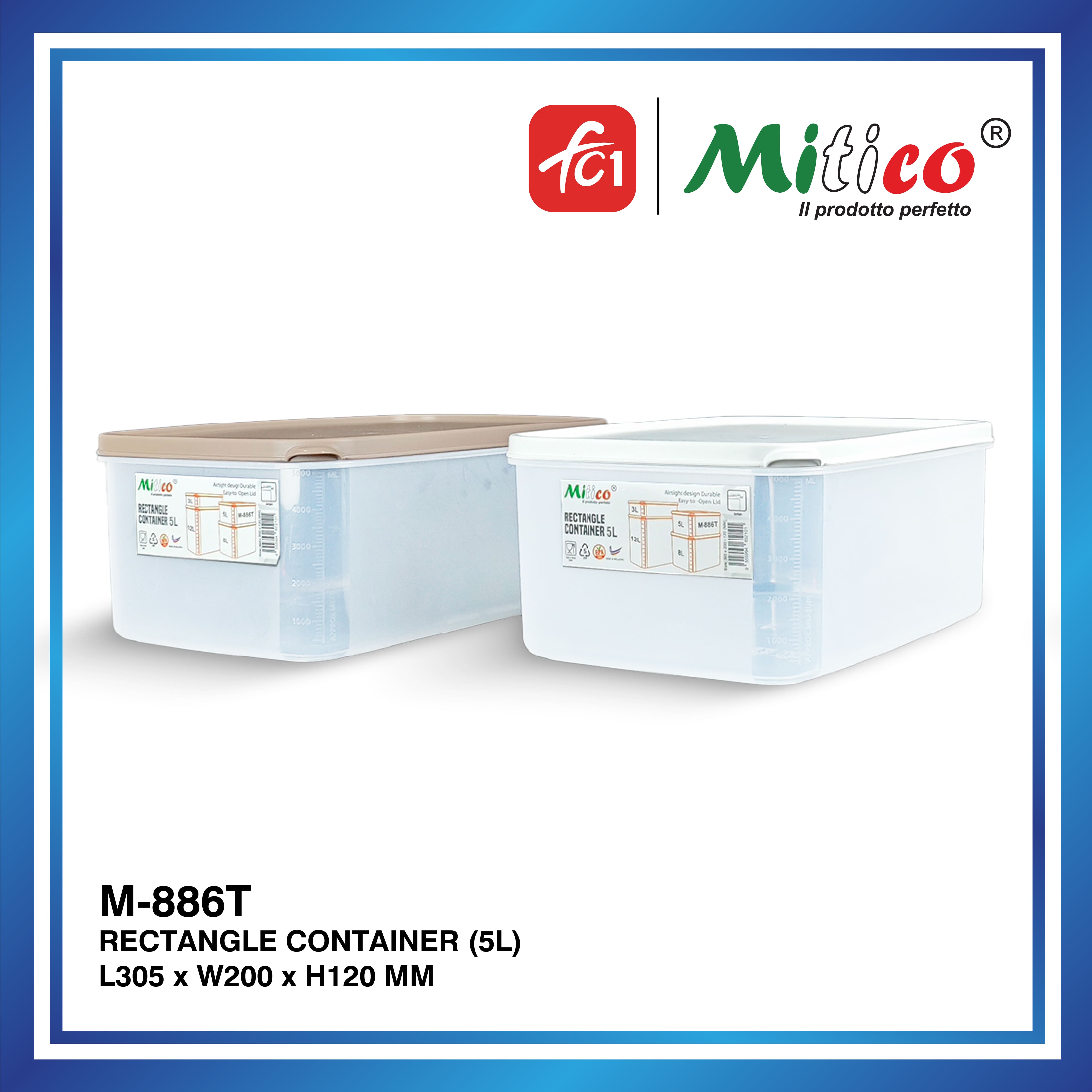 Mitico Premium Airtight Rectangle Storage Stackable Container / Bekas ...