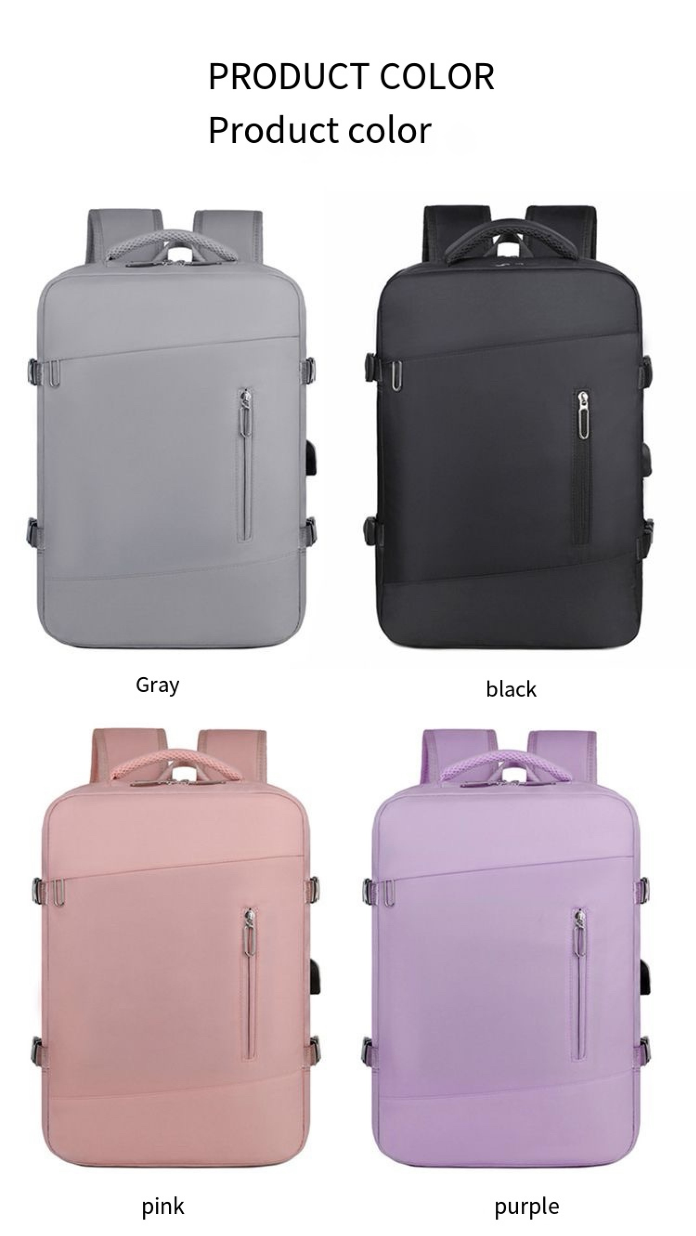Rechargeable 180° Wide Open Lightweight Travel Backpack Bag Expandable ...