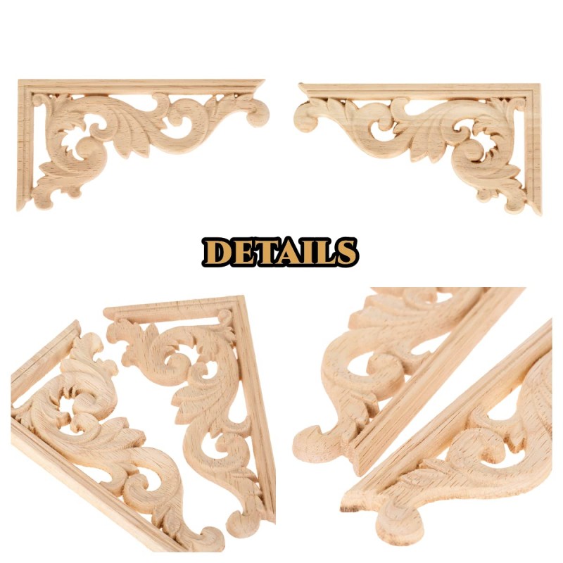 4Pcs Wooden Corner Onlay Furniture Wall Frame Applique Door Window ...