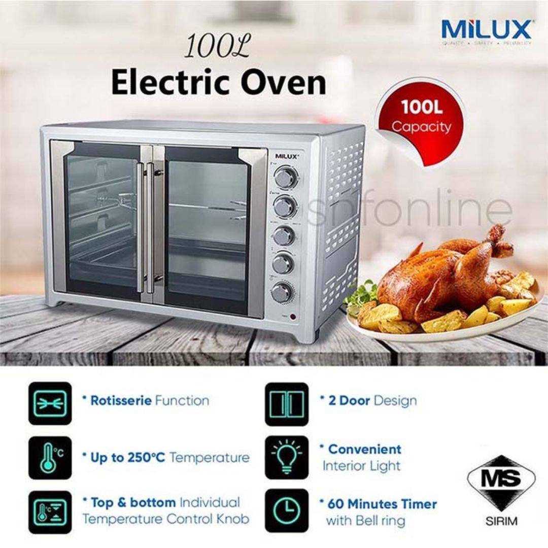 Milux Ketuhar Elektrik Electric Oven 100L MOT-100FD | Shopee Malaysia