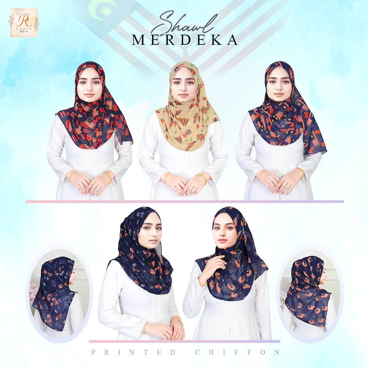 🎀Special Edition 🎀 Merdeka Tudung Shawl MERDEKA Pattern By Rubab ...