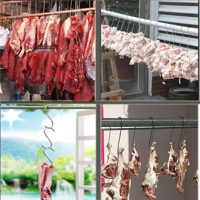 20Pcs Duty Stainless Steel Meat Hanging Hook S-Shape Bacon Hooks Roast ...