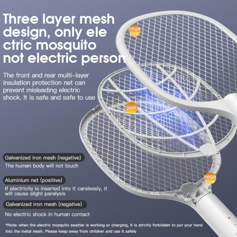 Rechargeable 2-in-1 Electric Mosquito Killer Racket & Swatter ...